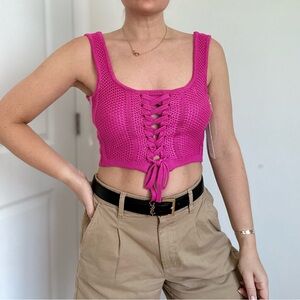 Lace Up Corset Style Knit Top